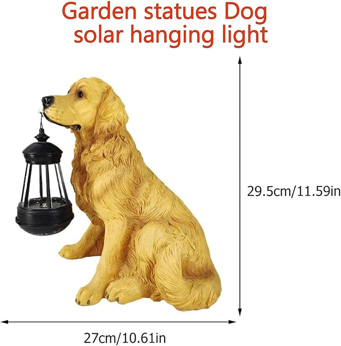 Garden Statues Dog Solar Hanging Light, Courtyard Resin Simulated Handicraft Dog Statue Ornament, Garden Yard Entrance Decoration.