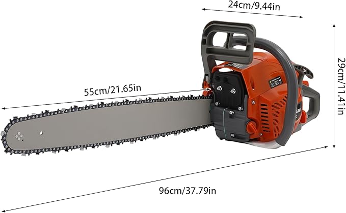 22 Inch Gas Chainsaw 60CC 2.8KW Petrol Chainsaws 2-Stroke Engine Chainsaw Chain Saw Set for Cutting Wood Outdoor Home Farm Us (Orange)
