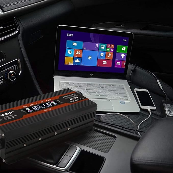 IpowerBingo 1000W/2000W (Peak) Car Power Inverter 12v to 110v DC to AC Converter with Dual AC Outlets LCD Display,1000 Watt Power Inverters for Vehicles Car RV Truck1