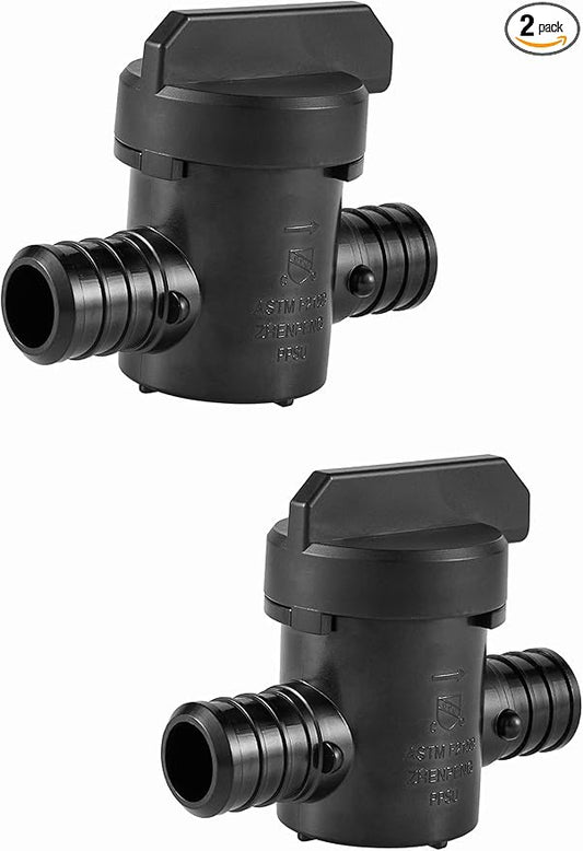 (Pack of 2) EFIELD Poly PPSU Barb Crimp Pex 1/2" X1/2" Full Port Ball Valve For Pex Tubing Connection, ASTM F2159