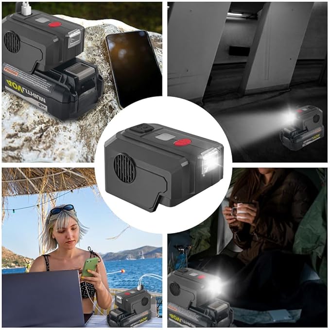 Power Inverter for Ryobi 40V Battery,200W Power Supply Inverter DC 40V to AC 110V, with Type C PD3.0 Output Port & USB Port & LED Lighting