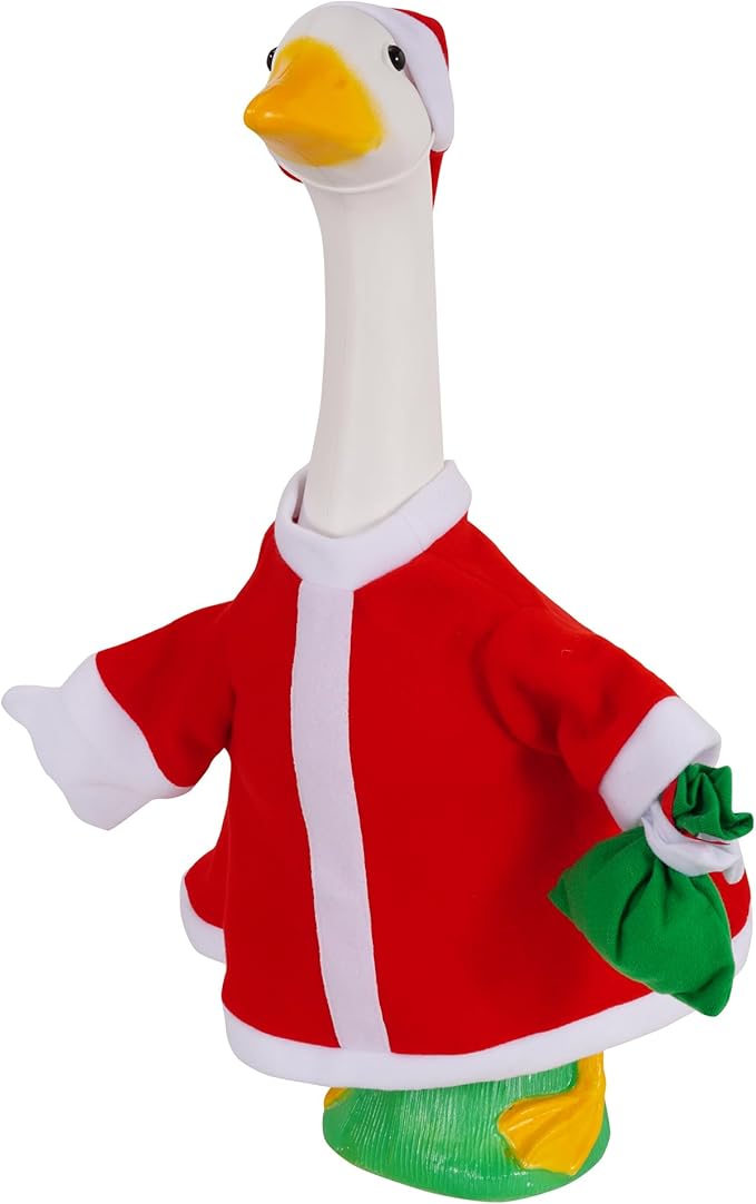Porch Goose Outfits Outdoor Decoration: 2Pcs Santa Costume Set 23"/ 17" Lawn Goose Statue Red Clothes for Theme Party Garden Patio Yard
