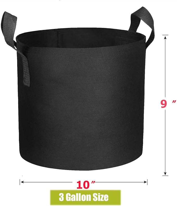 24-Pack 3 Gallon Grow Bags, Heavy Duty Thickened Non-Woven Plant Fabric Pots with Reinforced Handles