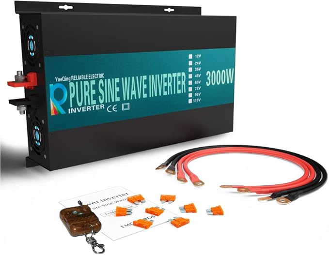 WZRELB 3000watt Pure Sine Wave Inverter 24V DC to 120V AC 60HZ with LED Display Wireless Remote Controller Car Inverter Generator (RBP300024VCRT)