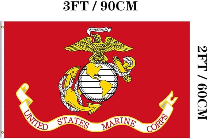 Jayus Embroidered US Marine Corps Military Flags 2x3 Outdoor - 340D Heavy Duty Nylon Double Sided USMC Flag Banner with 2 Grommets