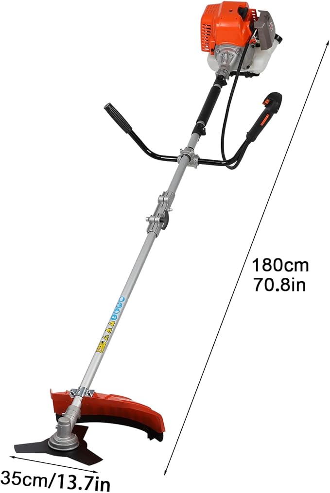 52cc 2-Stroke Gas Weed Wacker with 1.2L Fuel Tank, 2.2KW/8500RPM Weed Eater with Multi Accessories and Sharp Blade, Grass Trimmer for Villa, Garden, Community, Lawn, Park (Red 2)