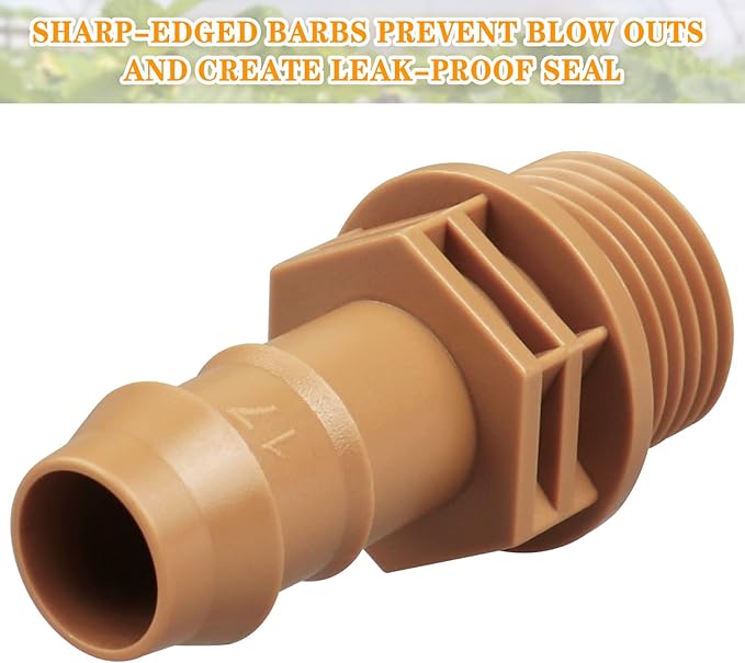 1/2 Inch Threaded Drip Irrigation Male Adapter:Drip Irrigation Universal PVC Adapter 1/2" Male Pipe Thread (MNPT) x 1/2" Barb Coupling Swing Pipe Irrigation Fittings (10 Pack)