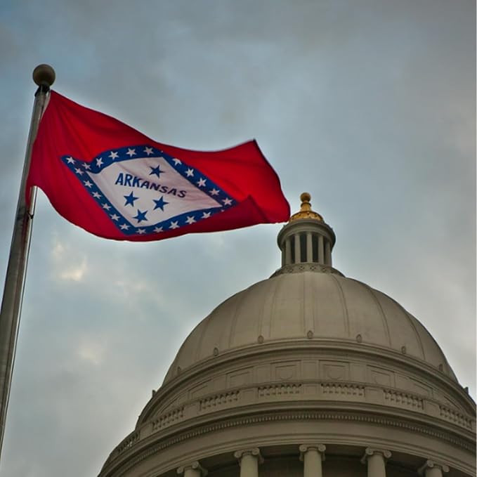 FLAGWIN Arkansas Flag 3x5 FT - 3 Ply Double Sided Polyester Arkansas State Flag with Brass Grommets - Vivid Color and Fade Proof State of Arkansas Flags 3x5 Outdoor