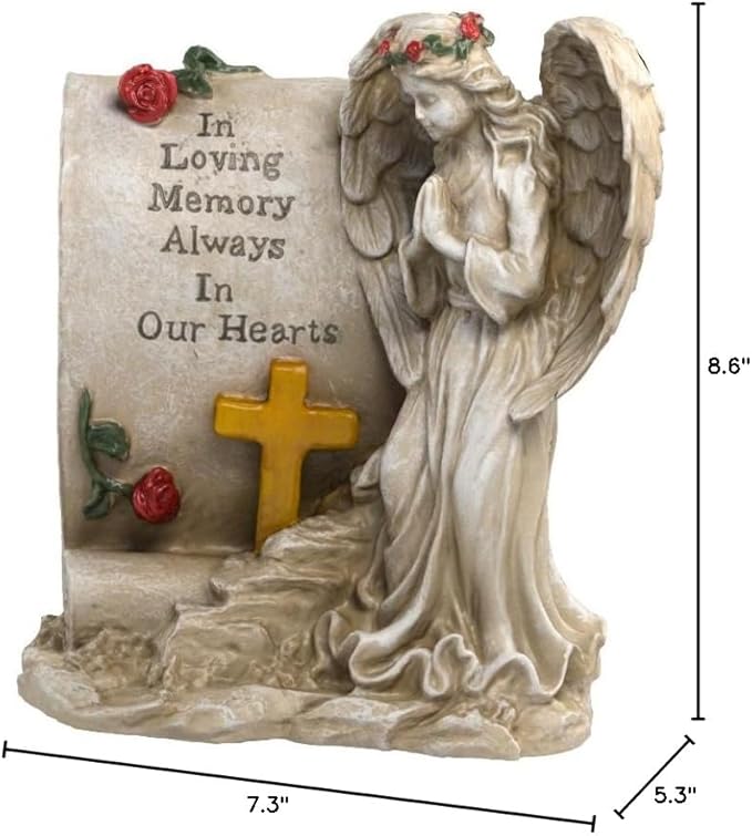 Malister Memorial Gifts - Garden Angel Statue Sympathy Gift with Solar Led Light, Bereavement Gifts, Memory of Loved One, Cemetery Grave Decorations, Remembrance Condolence Gift, Angel Figurines