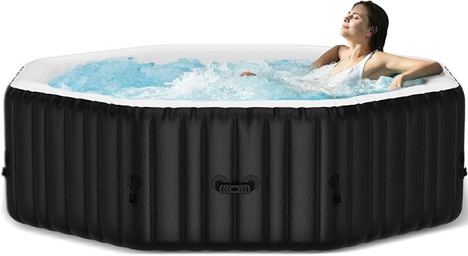 NAIZEA Inflatable Hot Tub - Outdoor Hot Tubs 4 to 6 Person, Portable Blow Up Spa Square Portable Hot Tub, 130 Soothing Bubble Air Jets, Cover, 2 Filter, 240 Gallon,77x77x25 in