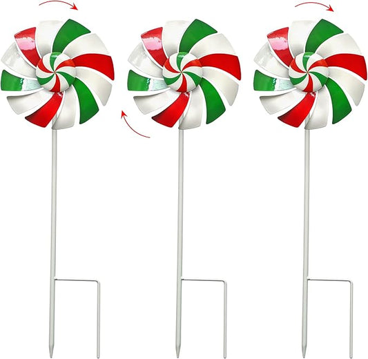 Windmill Decoration,Outdoor Metal Stakes, Wind Catcher Spinner Garden Stakes, Outdoor Wind Spinners, Yard Patio Decoration, Set of 3
