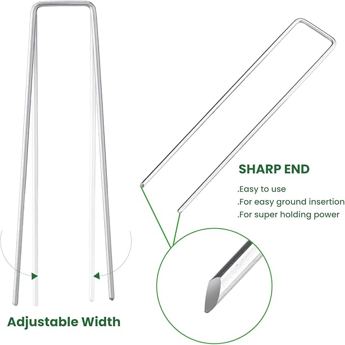 6 Inches Landscape Staples Galvanized Steel Garden Stakes Securing Pegs for Securing Weed Fabric Landscape Fabric Netting Ground Sheets and Fleece, Heavy Duty Metal Tent Stakes (200, Silver)