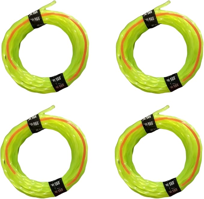4 Pack String Trimmer Line .095 Compatible with Ego String Trimmer 095 Weed Eater String Pre-Cut Dual Color 3-section Fast-positioning Twisted Trimmer Line Universal Fit Weed Wacker String 14 ft