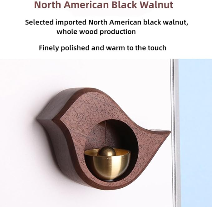 Shopkeepers Bell for Door Opening, Wood Doorbell Magnetic Wind Chime for Refrigerator Room Garden, Cute Decorative Doorbell for Home/Store/Restaurant Door, Creative Gift (Walnut)