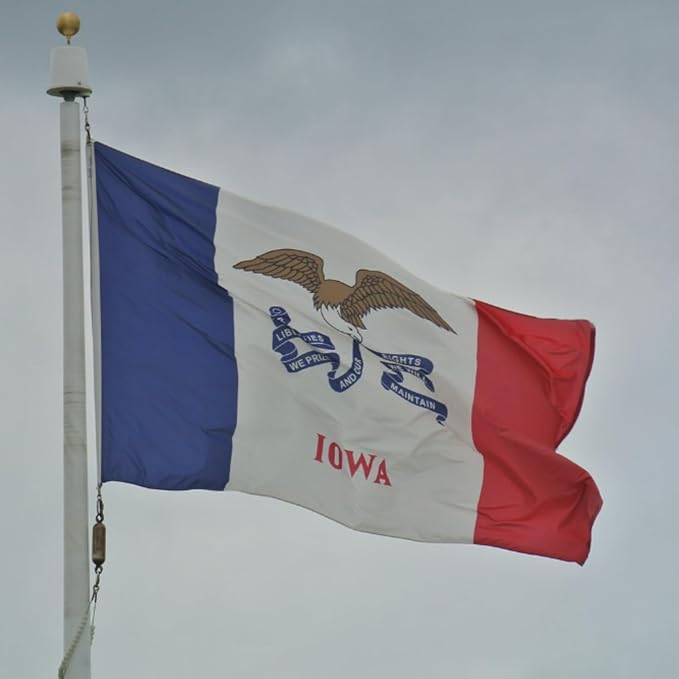 FLAGWIN Iowa Flag 3x5 FT - 3 Ply Double Sided Polyester Iowa State Flag with Brass Grommets - Vivid Color and Fade Proof State of Iowa Flags 3x5 Outdoor