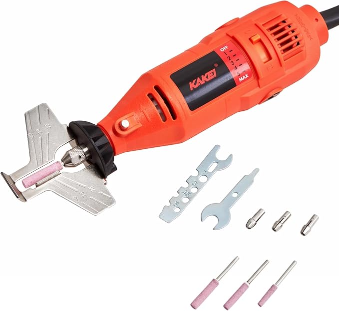 KAKEI Electric Chainsaw Sharpener Kit with High-Hardness Grinding Bits – 110V Mini Chain Saw Sharpener, 105W Adjustable Speed Motor, 3 Sharpening Bits (5/32", 3/16", 7/32") – CE Certified