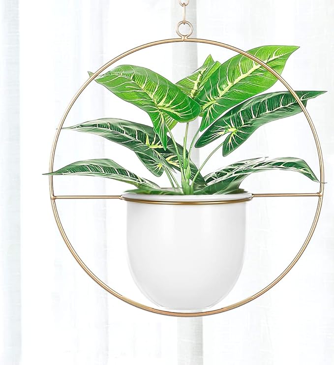 2 Pack Hanging Planters for Indoor Plants with 5.5" Pot + Ceiling Hook + Extender Chain | Hanging Plant Holder, Metal Minimalist Planter, NO Plant incld