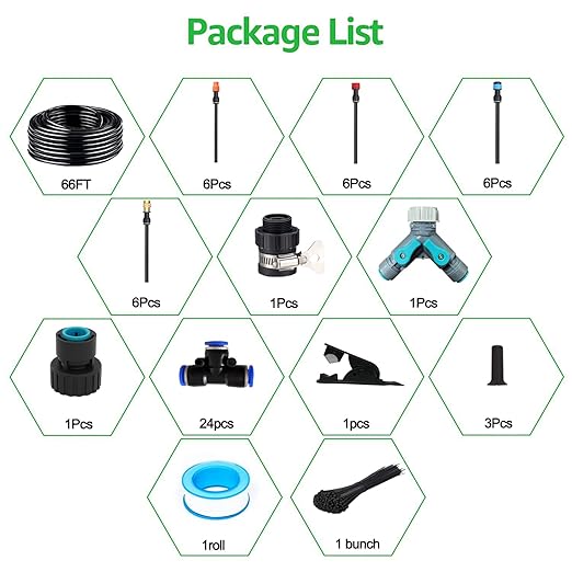 New Quick Connector Drip Irrigation Kits,Automatic Irrigation System with Replaceable Bending Dropper,Four Types of Adjustable Nozzles for Watering System for Garden Plants. (4 Kinds of nozzles)