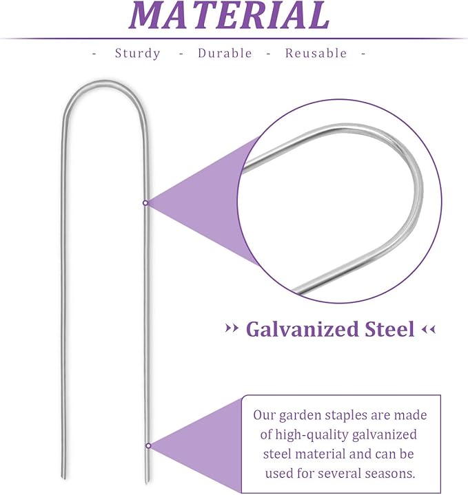240 Packs Garden Stakes 6 Inches 12 Gauge Heavy Duty Tent Stakes Galvanized Steel Staples Securing Tent Pegs for Weed Fabric Landscape Fabric Netting Ground Sheet Fleece Irrigation Tubes