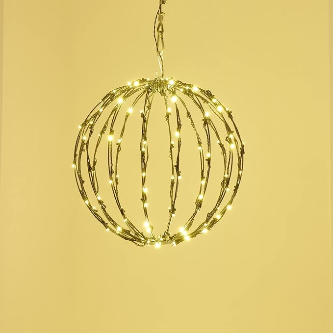 LED Light Balls Metal Hanging Tree Sphere Globe Light for Patio Holiday Festival Garden Decor (12 Inch 1 Pack)