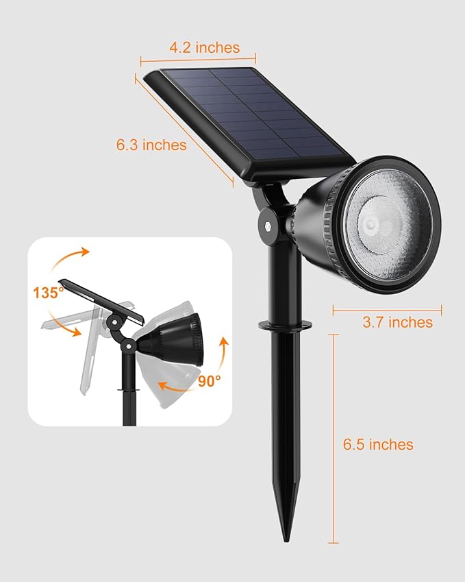 4 Pack Color Changing Solar Powered LED Spotlights Outdoor Waterproof Ultra Bright Sunset Spot Lights for Halloween Inflatable Decorations, Skeletons, Outside Landscape Uplights for Yard, Garden, Path