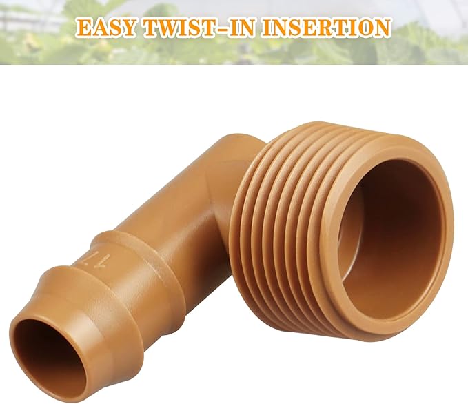 1/2 Inch Threaded Drip Irrigation Male Adapter:Drip Irrigation Universal PVC Adapter 3/4" Male Pipe Thread (MPT) x 1/2" Barb Elbow Swing Pipe Irrigation Fittings (10 Pack))
