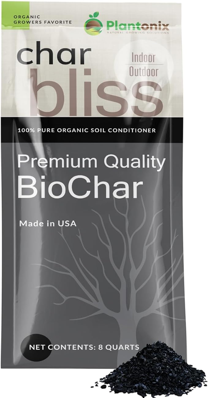 Char Bliss (8 Qts) - Organic Biochar for Plants - OMRI-Listed Biochar Soil Amendment Organic - Bio Char for Plants - Horticultural Charcoal for Plants, Potting Soil, Garden Soil, & Potting Mixes