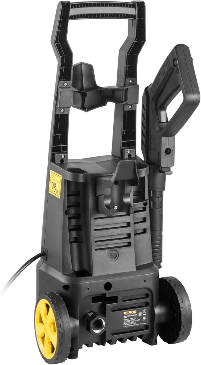 VEVOR Electric Power Washer, 2000 PSI, Max 1.65 GPM Pressure Washer w/ 30 ft Hose & Reel, 5 Quick Connect Nozzles, Foam Cannon, Portable to Clean Patios, Cars, Fences, Driveways, ETL Listed