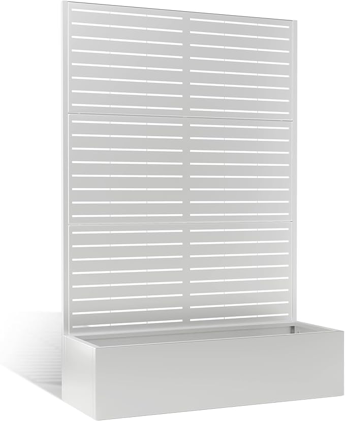 Metal Planter Box with Trellis, Heavy-Duty Raised Garden Bed for Climbing Plants, Drainage Hole, Outdoor Planter Box with Privacy Screen,47''L×16''W×71''H