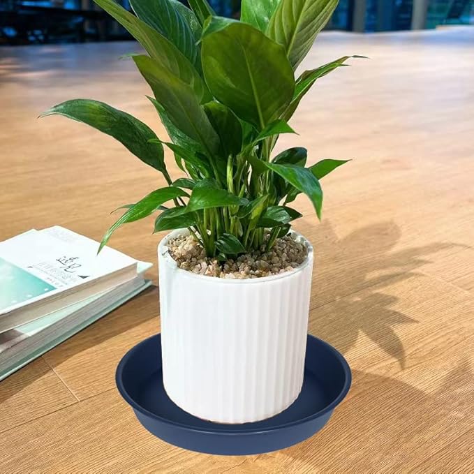 4 Pack of 16 17 inch Plant Saucer (15 inch Base), 2.3" Depth, Heavy Duty Deep Plant Trays for Planter Pots, Bird Bath Bowls, Plastic Plant Saucers for Indoors (17", Blue)