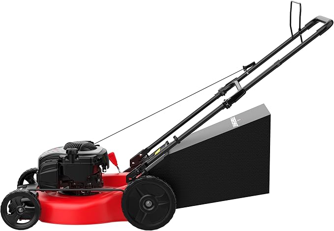PowerSmart Gas Lawn Mower 21-inch with 140cc Briggs and Stratton E550 Engine, 2-in-1 Push Mower with Mulch, Bagger