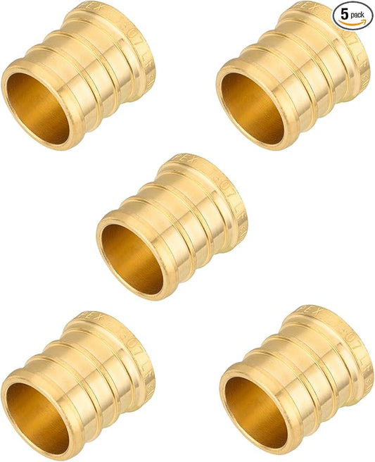 (Pack of 5) EFIELD Pex 1-inch End Cap (Plug) Crimp Brass Fittings, ASTM F1807, ANSI/NSF-61