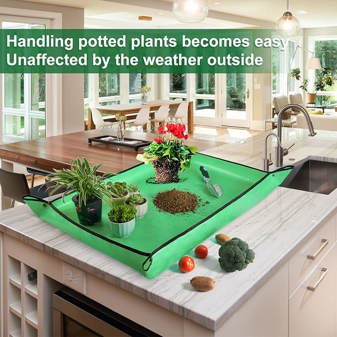 Large Repotting Mat for Plant Transplanting and Mess Control 39.5"x 31.5" Thickened Waterproof Potting Tray Succulent Potting Mat Portable Gardening Mat Plant Gifts for Women Men