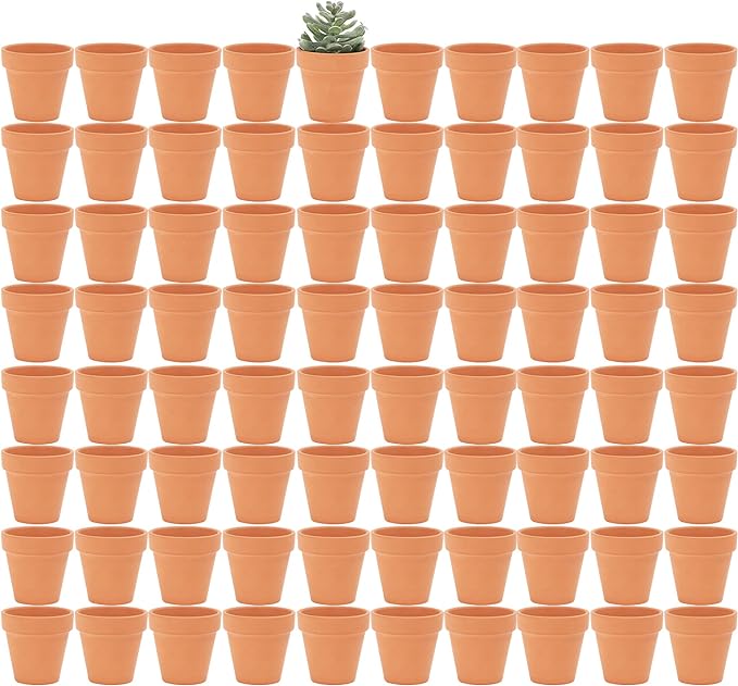 Yishang 2 inch Small Terracotta Pots with Drainage Holes,Mini Clay Ceramic Pottery Planter,Cactus Flower Nursery Terra Cotta Pots, for Indoor/Outdoor Succulent Plants, Crafts, Wedding Favor(80 Pack)