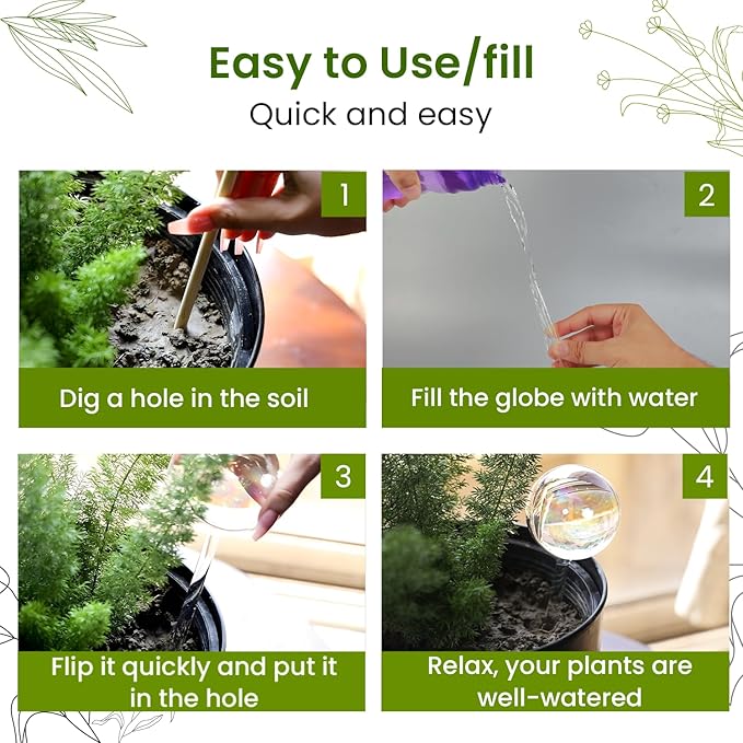 Large 6 Pcs Iridescent Self Watering Globes, Glass Rainbow Plant Watering Globes, Self Watering Planter Insert, Automatic Plant Waterer Indoor, Plant Watering Devices, Plant Water Globe, Watering Bulb