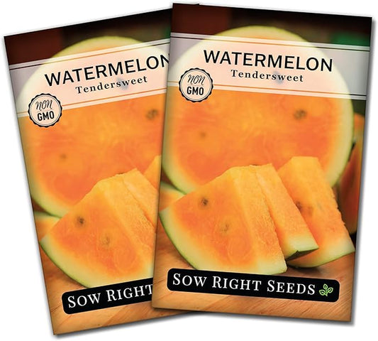 Sow Right Seeds - Tendersweet Watermelon Seeds for Planting - Non-GMO Heirloom Seeds to Plant a Home Vegetable Garden - Unique Orange Flesh Melon - Sweet Summer Treat to Grow Outdoors (2)