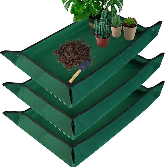 3 PCS 43"x 29" Large Repotting Mat Thickened Waterproof Potting Mat Foldable Potting Tray Portable Gardening Mat