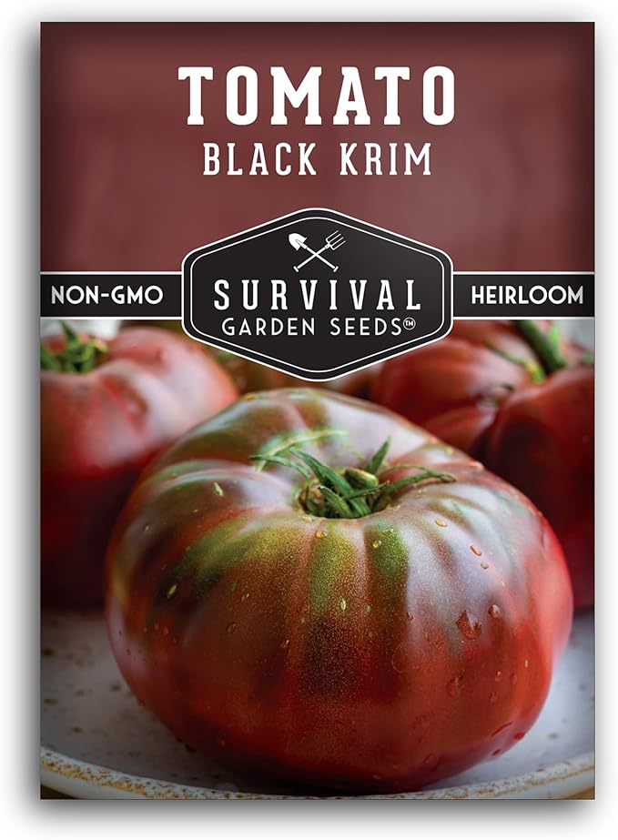1 Pack Black Krim Tomato Seeds for Planting with Instructions to Grow Delicious Fresh Slicing Tomatoes in Your Home Vegetable Garden - Non-GMO Heirloom - Survival Garden Seeds
