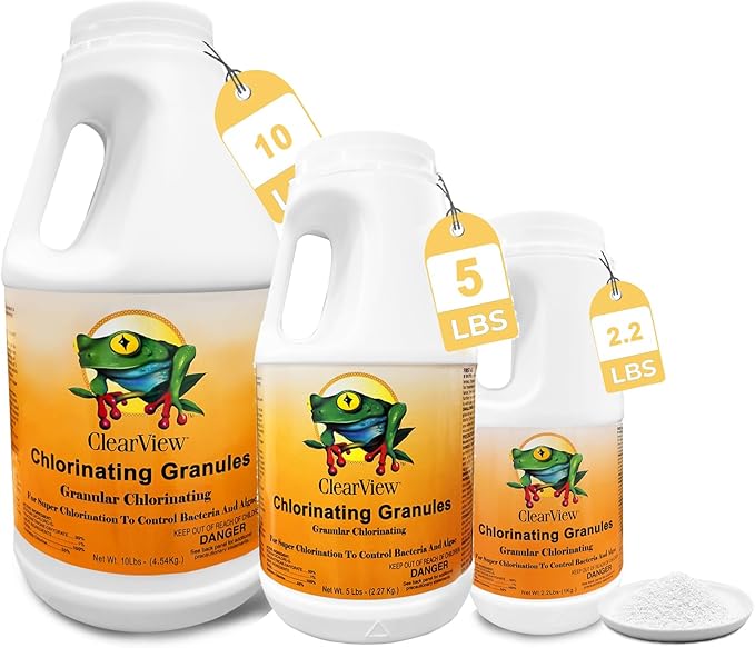 CLEARVIEW Hot Tub Chlorine Granules 10 Lbs for Swimming Pools, Quick Dissolving Spa Chlorinating Granules, Pool Chock Chlorine Granular Sanitizer, 10 Pounds