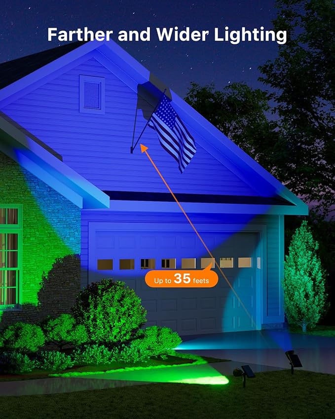 4 Pack Color Changing Solar Powered LED Spotlights Outdoor Waterproof Ultra Bright Sunset Spot Lights for Halloween Inflatable Decorations, Skeletons, Outside Landscape Uplights for Yard, Garden, Path