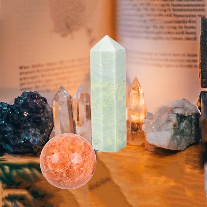 JIC Gem Real Sunstone Crystal Sphere Ball Healing Crystal Ball with Decoation Stand for Fengshui Meditation Ball (100-110mm)