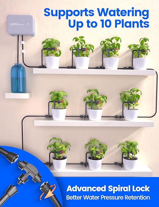 LetPot Automatic Watering System for Potted Plants, Drip Irrigation Kit System, Smart Plant Watering Devices for Indoor Outdoor, Water Shortage Remind, IPX66 (Grey