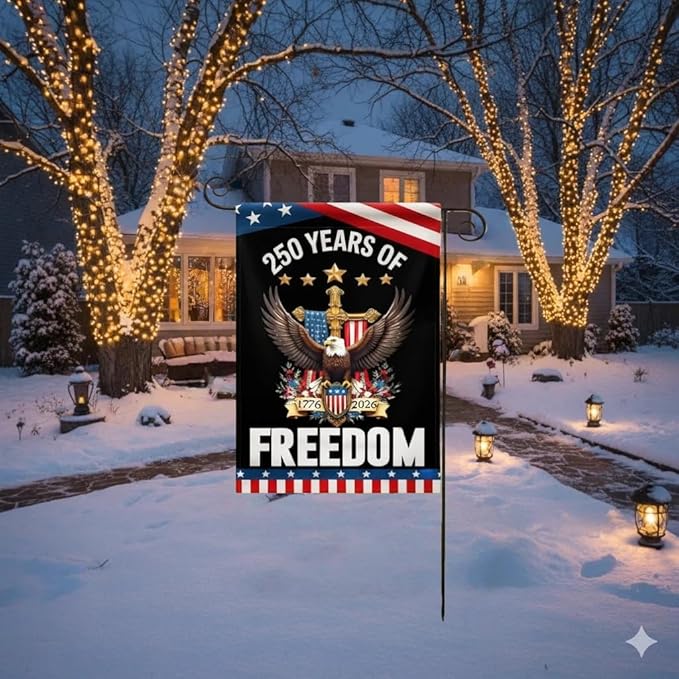 America 250 Years Garden Flag,250th Anniversary USA Double-Sided Cotton Linen Flags with Eagle Design,1776-2026 No Kings of Freedom