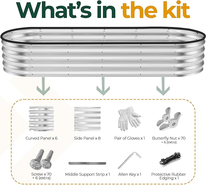 Utopia Home Galvanized Raised Garden Bed Kit 6x2x1ft, Planter Box Raised Garden Beds Outdoor, Easy Assembly Metal Raised Bed for Gardening Vegetables, Fruits, Flowers - Pack of 01 - Silver