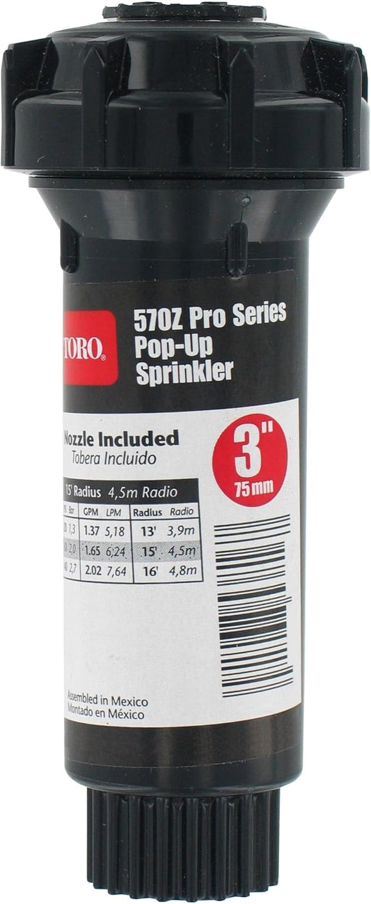 Toro 53816 3-Inch Pop-Up Fixed-Spray with Nozzle Sprinkler, 180-Degree, 15-Feet