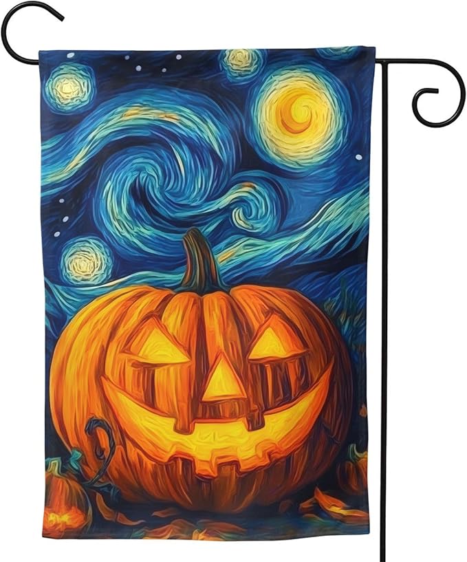 Halloween Pumpkin Garden Flag Vertical Double Sided Outdoor Yard Flags 12.5x18 Inch Burlap Banners for House Lawn