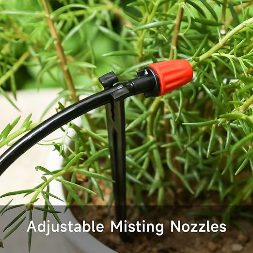 50 Pcs Drip Irrigation Spray Emitters, Adjustable Atomizing Nozzles,1/4 Inch Drip Irrigation Parts Sprayers Drippers for Garden Greenhouse Agricultural Irrigation Patio Misting