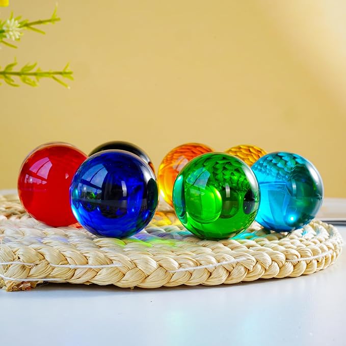 8pcs Colorful Crystal Balls Decoration for Home 40mm Rainbow Color Glass Balls Healing Spheres Quartz Decorative Balls for Dinner Party Centerpiece