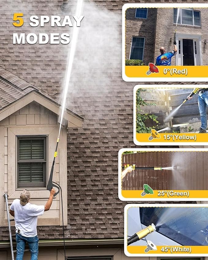 AgiiMan Pressure Washer, Power Washer with 35FT Power Cord, 20FT Hose, High Pressure Washer Cleaning for Cars, Patios, Driveways, Fences