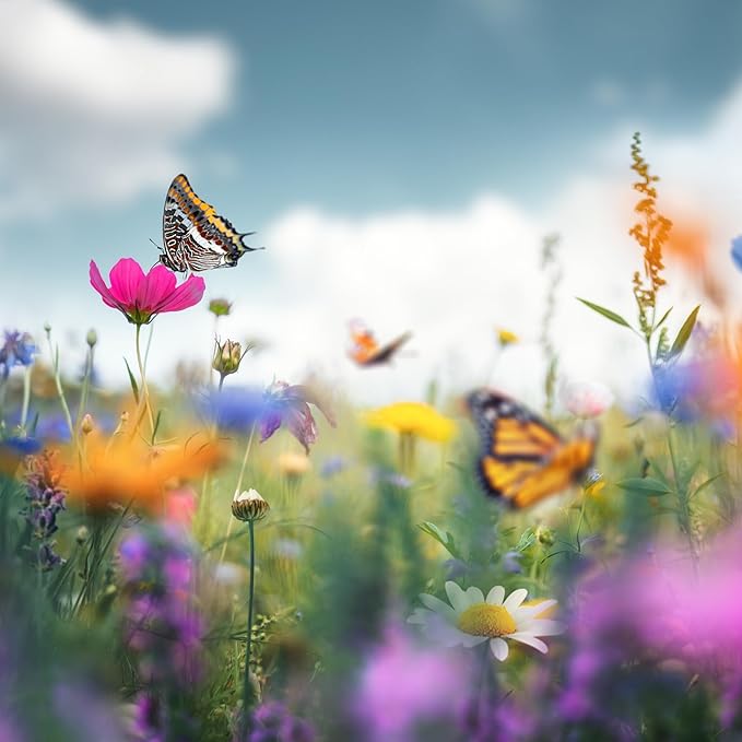 Bee and Butterfly Wildflower Seed Mix, Covers 325 Sq Ft, 16 Flower Varieties, Over 30,000 Seeds - Created By Nature